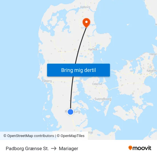Padborg Grænse St. to Mariager map