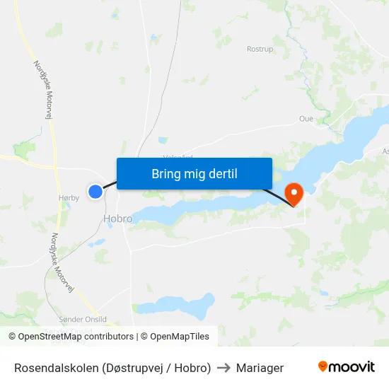 Rosendalskolen (Døstrupvej / Hobro) to Mariager map