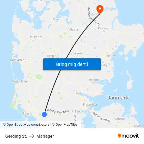 Gørding St. to Mariager map