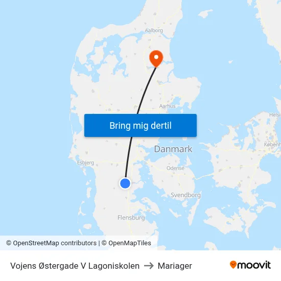 Vojens Østergade V Lagoniskolen to Mariager map