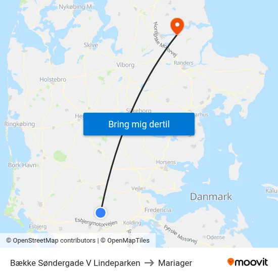 Bække Søndergade V Lindeparken to Mariager map