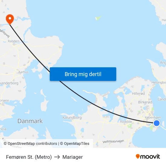 Femøren St. (Metro) to Mariager map