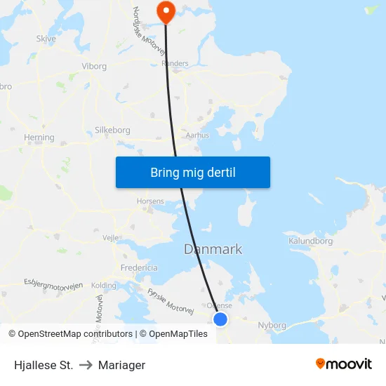 Hjallese St. to Mariager map