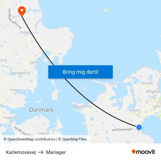 Karlemosevej to Mariager map