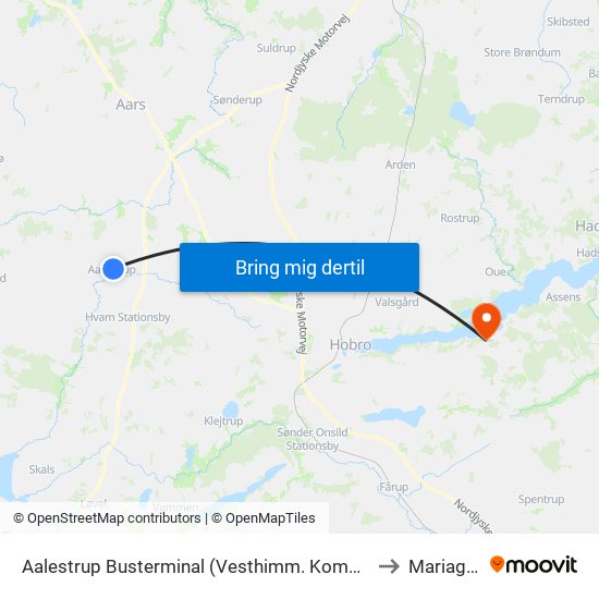 Aalestrup Busterminal (Vesthimm. Komm.) to Mariager map