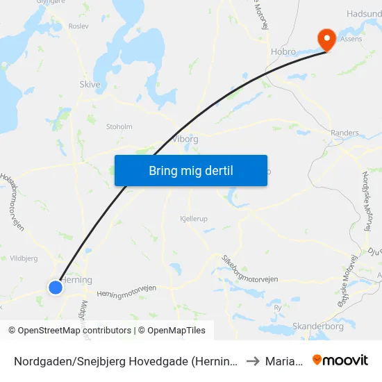 Nordgaden/Snejbjerg Hovedgade (Herning Kom) to Mariager map
