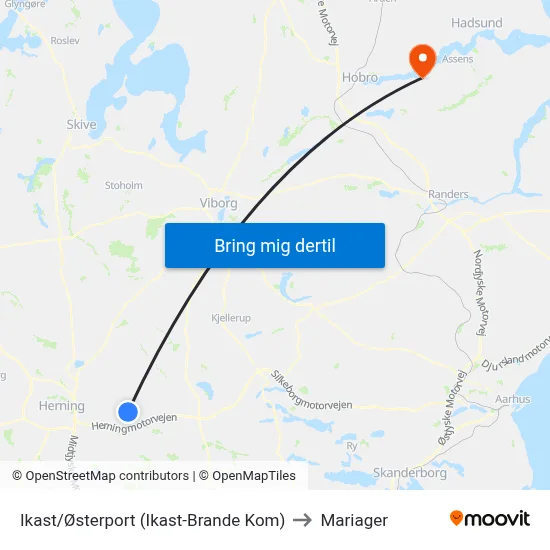 Ikast/Østerport (Ikast-Brande Kom) to Mariager map