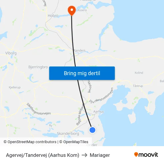 Agervej/Tandervej (Aarhus Kom) to Mariager map
