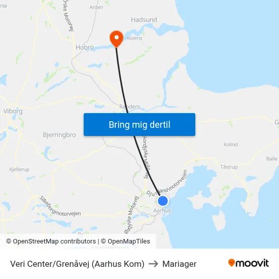 Veri Center/Grenåvej (Aarhus Kom) to Mariager map