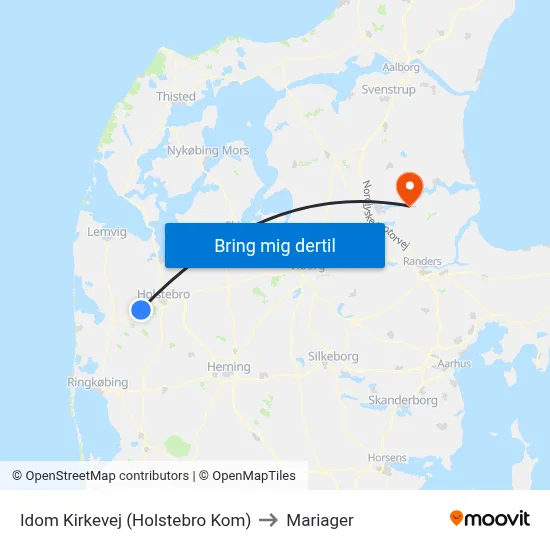 Idom Kirkevej (Holstebro Kom) to Mariager map
