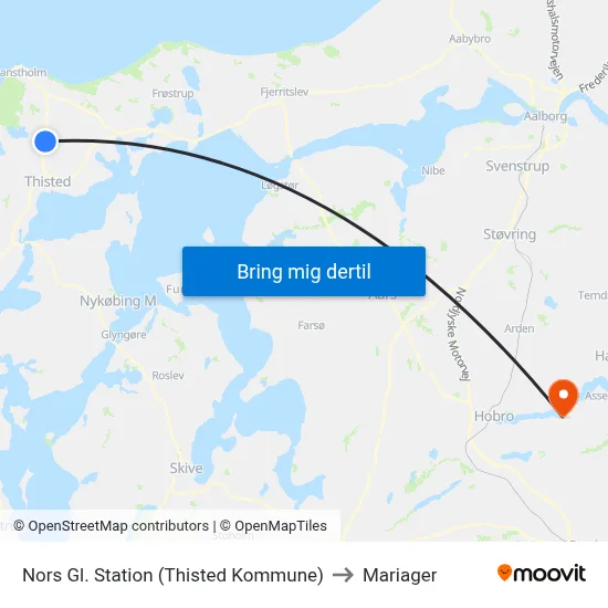 Nors Gl. Station (Thisted Kommune) to Mariager map