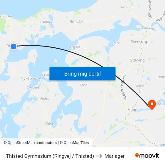 Thisted Gymnasium (Ringvej / Thisted) to Mariager map