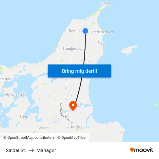 Sindal St. to Mariager map