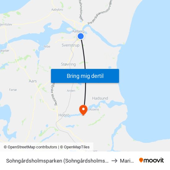 Sohngårdsholmsparken (Sohngårdsholmsvej / Aalborg) to Mariager map