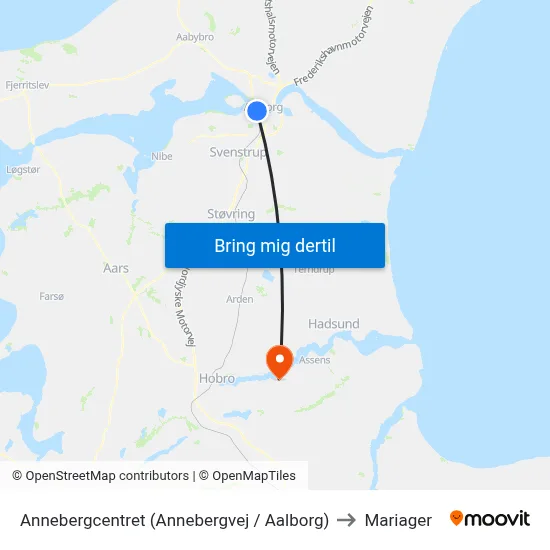 Annebergcentret (Annebergvej / Aalborg) to Mariager map