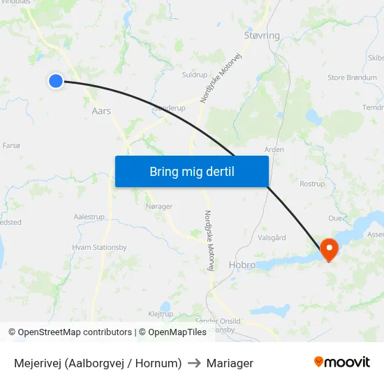 Mejerivej  (Aalborgvej / Hornum) to Mariager map