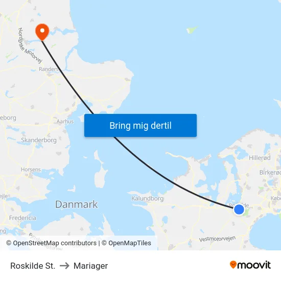 Roskilde St. to Mariager map