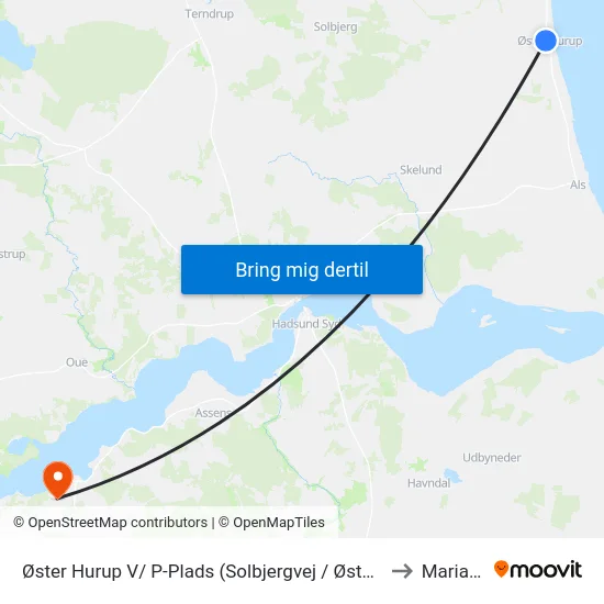Øster Hurup V/ P-Plads (Solbjergvej / Øster Hurup) to Mariager map
