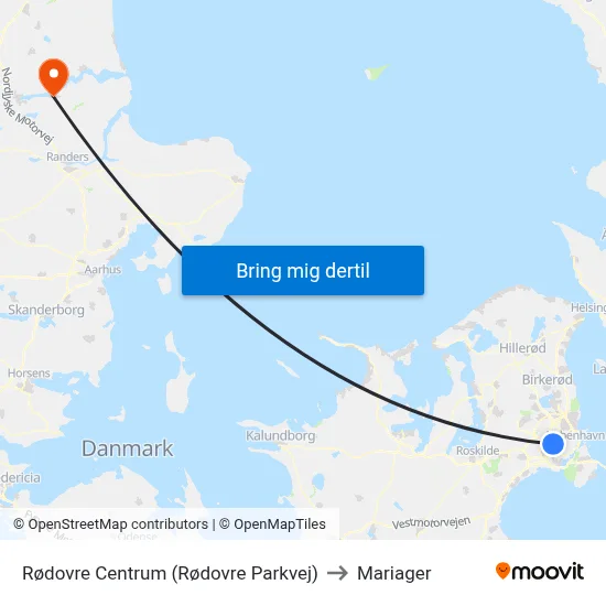 Rødovre Centrum (Rødovre Parkvej) to Mariager map