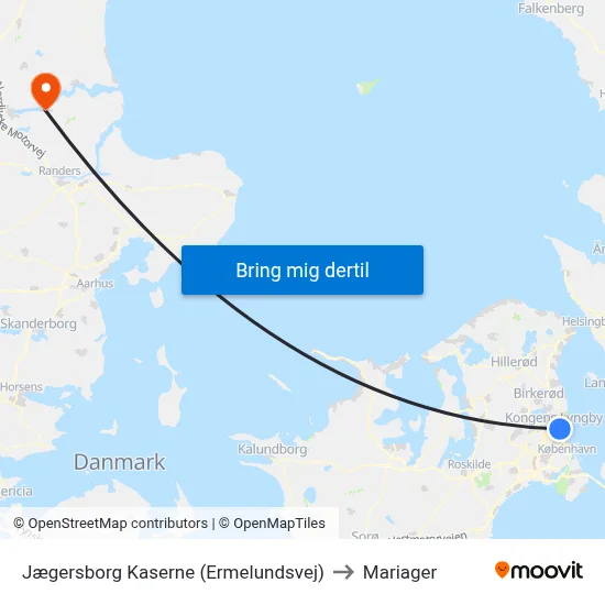 Jægersborg Kaserne (Ermelundsvej) to Mariager map