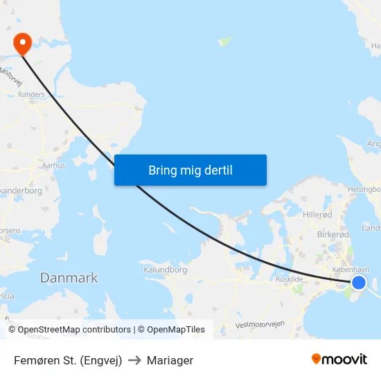 Femøren St. (Engvej) to Mariager map