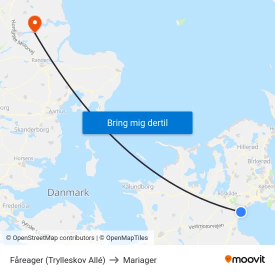 Fåreager (Trylleskov Allé) to Mariager map