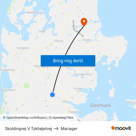 Skoldingvej V Tykhøjetvej to Mariager map