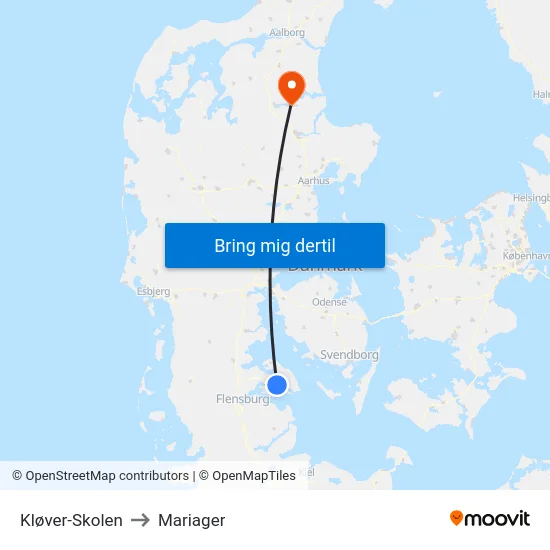 Kløver-Skolen to Mariager map