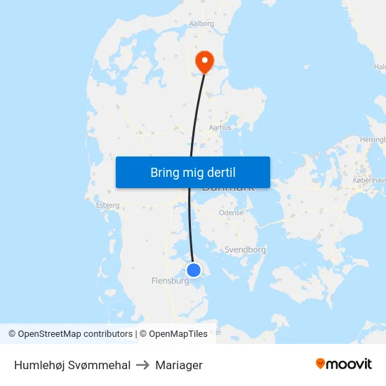Humlehøj Svømmehal to Mariager map