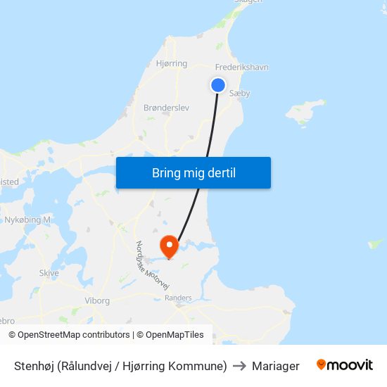 Stenhøj (Rålundvej / Hjørring Kommune) to Mariager map