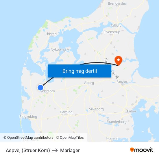 Aspvej (Struer Kom) to Mariager map