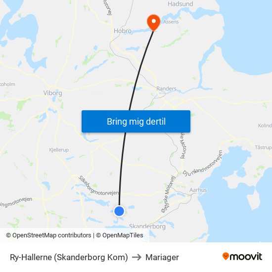 Ry-Hallerne (Skanderborg Kom) to Mariager map