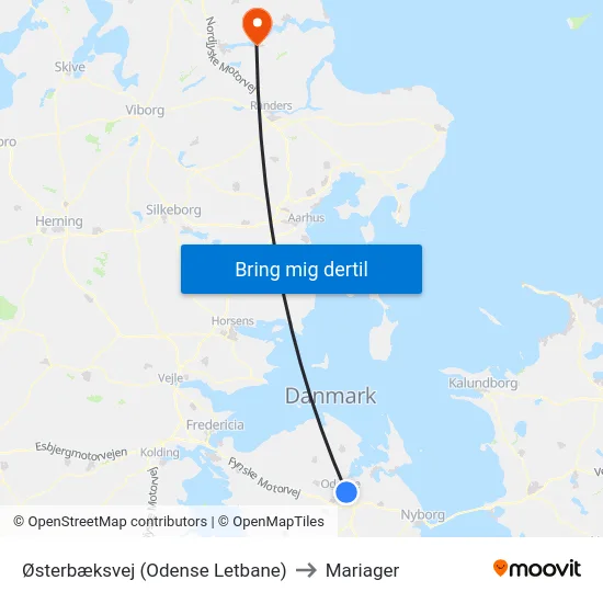 Østerbæksvej (Odense Letbane) to Mariager map