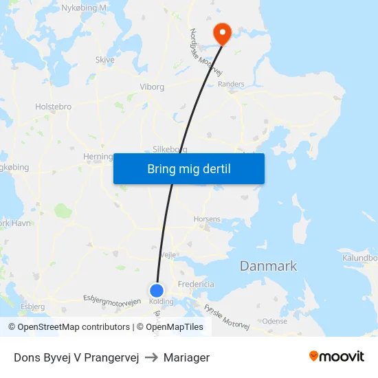 Dons Byvej V Prangervej to Mariager map