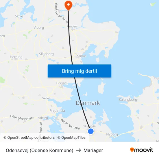 Odensevej (Odense Kommune) to Mariager map