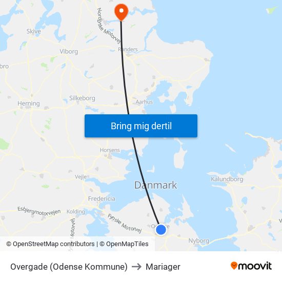Overgade (Odense Kommune) to Mariager map