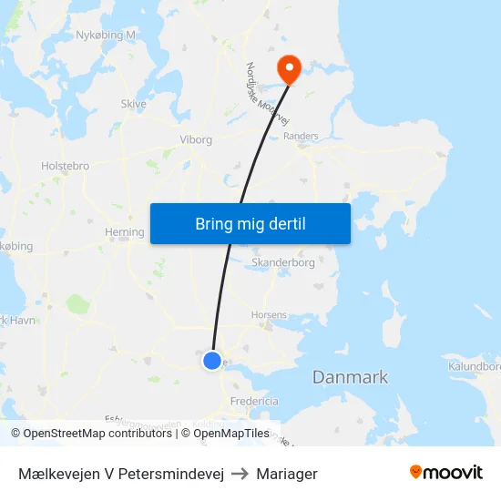 Mælkevejen V Petersmindevej to Mariager map