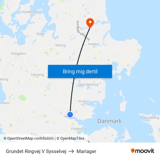 Grundet Ringvej V Sysselvej to Mariager map
