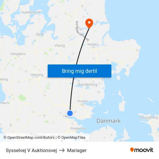 Sysselvej V Auktionsvej to Mariager map
