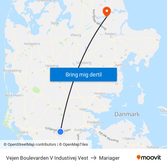 Vejen Boulevarden V Industivej Vest to Mariager map