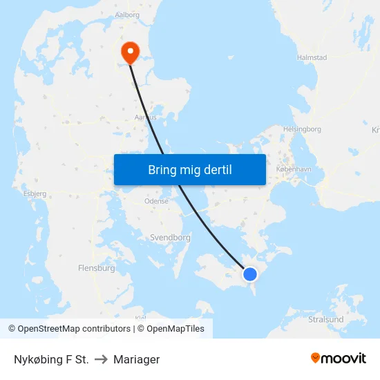 Nykøbing F St. to Mariager map