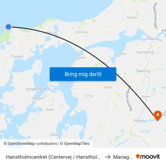 Hanstholmcentret (Centervej / Hanstholm) to Mariager map