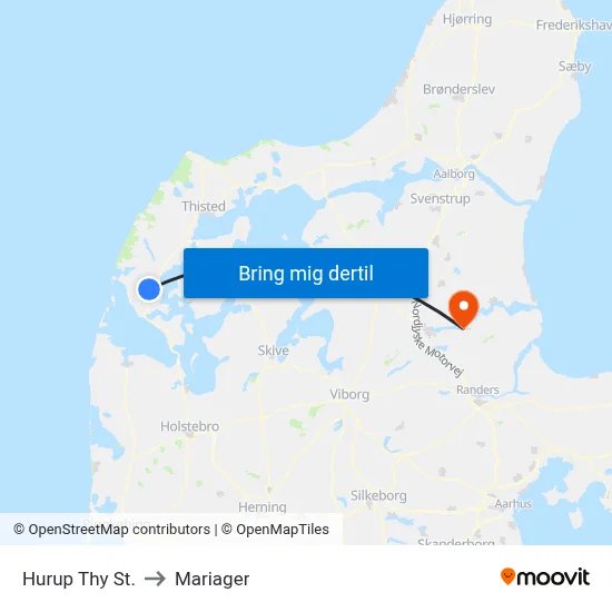 Hurup Thy St. to Mariager map