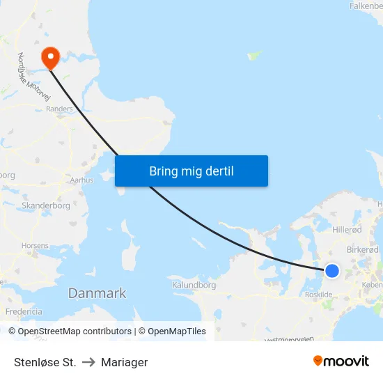 Stenløse St. to Mariager map