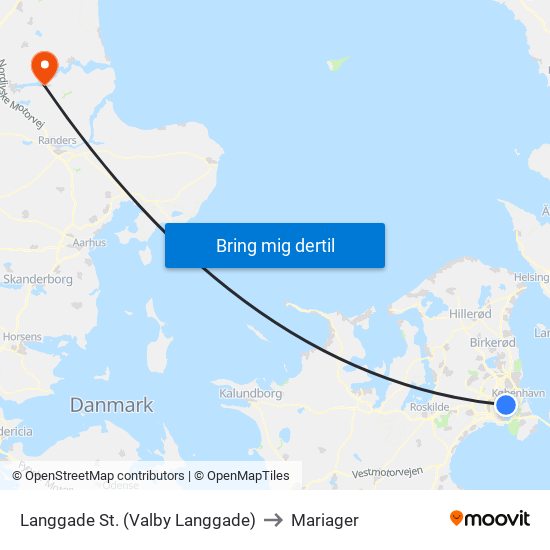 Langgade St. (Valby Langgade) to Mariager map