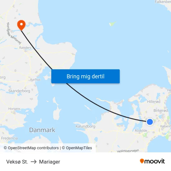 Veksø St. to Mariager map