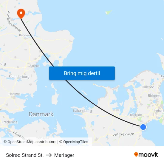 Solrød Strand St. to Mariager map