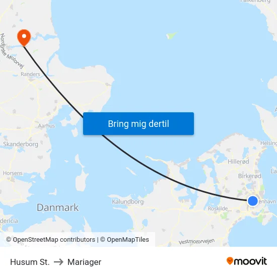 Husum St. to Mariager map