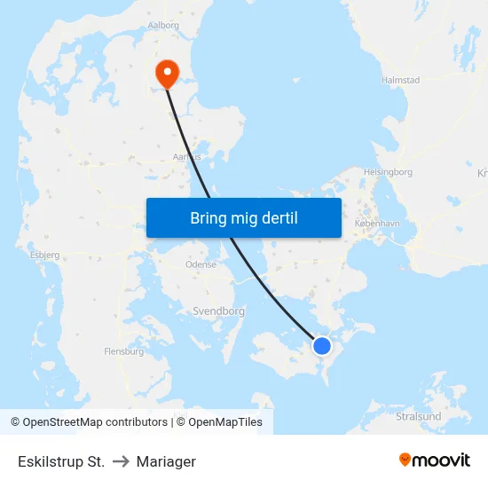 Eskilstrup St. to Mariager map