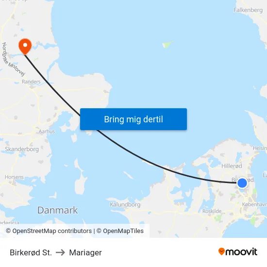 Birkerød St. to Mariager map